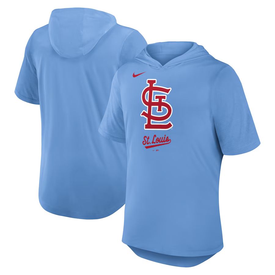 Men 2025 MLB St.Louis Cardinals Light Blue Hooded T-shirt